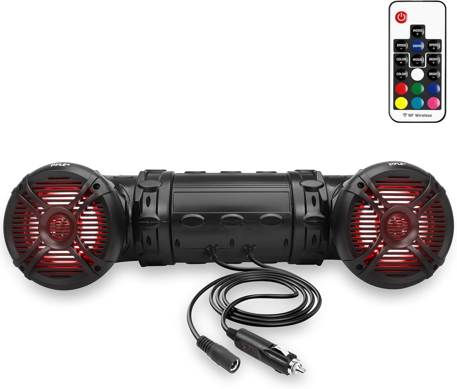 Pyle Marine ATV Powered Speakers - 4.0 Wireless Bluetooth, 800 Watt, Color Changing LED Lights, IP44 Waterproof, 6.5“ Dual Audio Sound System for UTV, Golf Carts, Jetski and Snowmobile - PLATV65BT.5