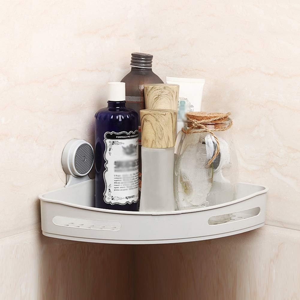 Pot and Pan Organizer Corner Wall Mount Bathroom Shelf Storage Holder Shelves Bathroom Shower Kitchen Storage Rack Organizer Bathroom Accessories (Color : White) (Light Grey)