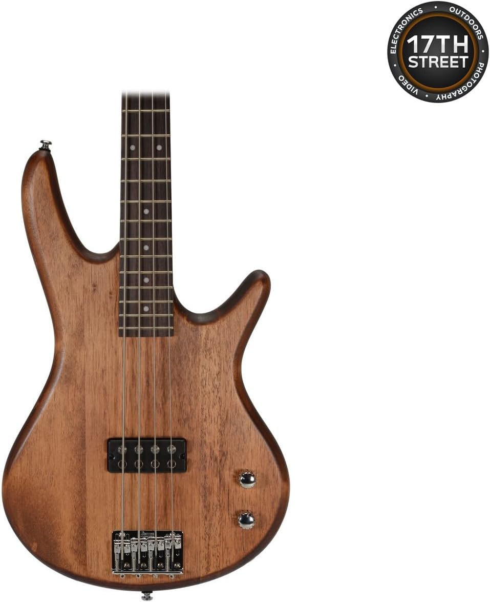 Ibanez GSR100EXMOL Electric Bass Guitar (Mahogany Oil) - Right Handed Poplar Body Bass with GSF50 Powerpad Strap, 15 Pack Guitar Picks with Storage Box & Microfiber Cleaning Cloth (Bundle Set)