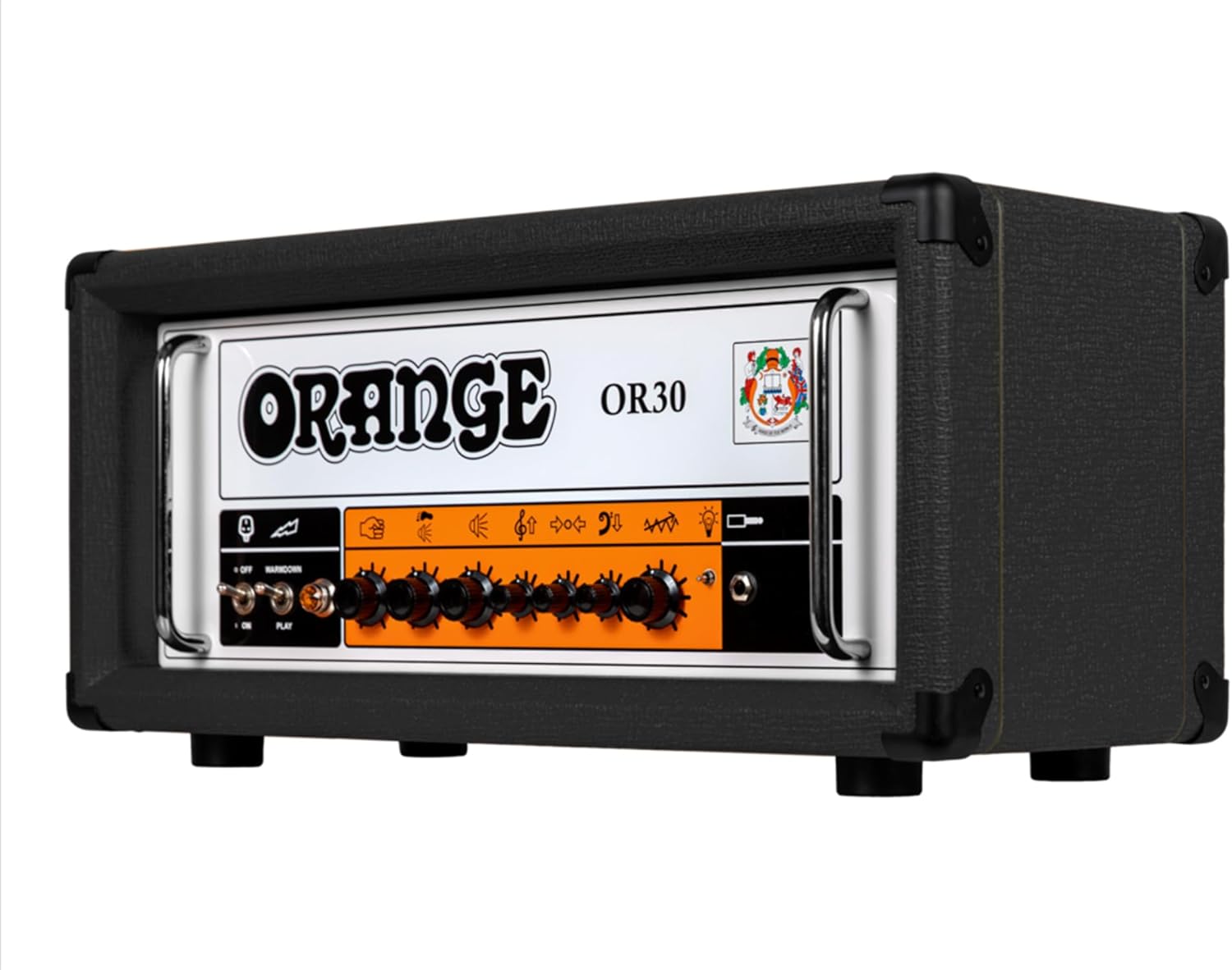 Orange OR30 30-Watt Single Channel Tube Amplifier Head with Footswitchable Volume Boost - Black Bundle with Guitar Cable and Austin Bazaar Polishing Cloth