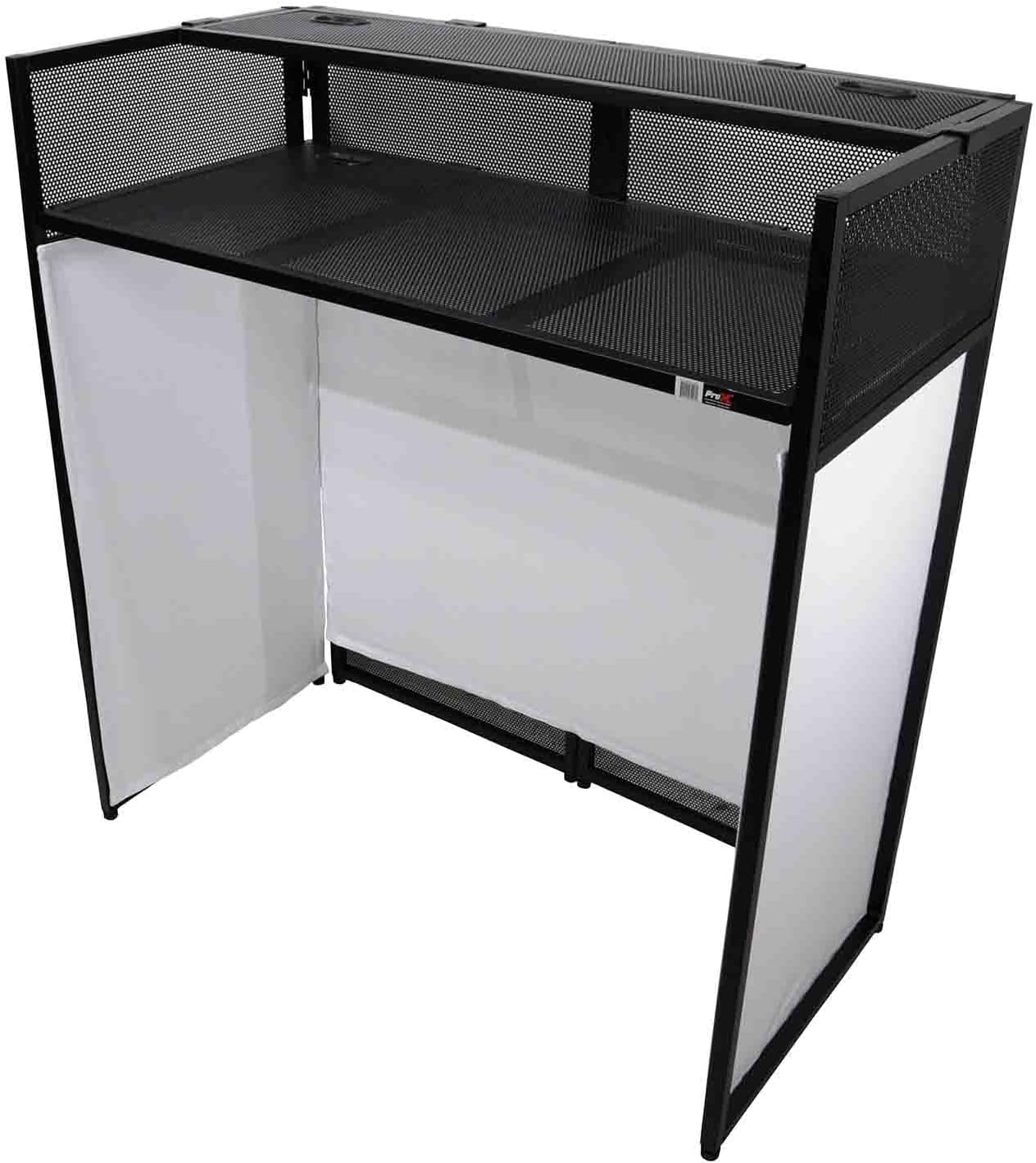 XF-VISTA BL MK2 VISTA VISTA DJ Booth Facade Table Station with White/Black Scrim kit and Padded Travel Bag | Black Hardware