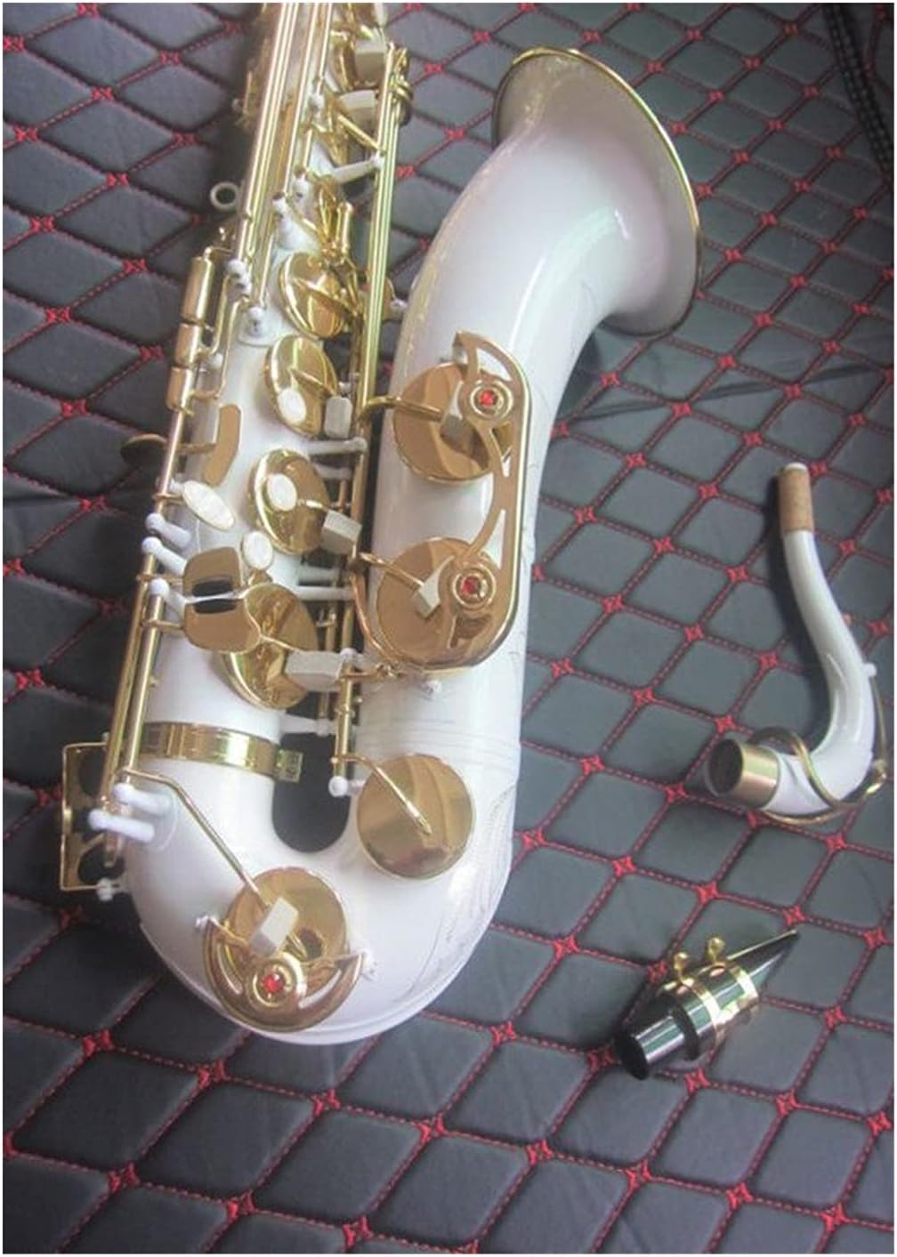 Sax Beginners Kit Tenor Saxophone White Gold Key Bb Musical Instrument Professional Playing Tenor Sax with Case Mouthpiece Wind Instrument