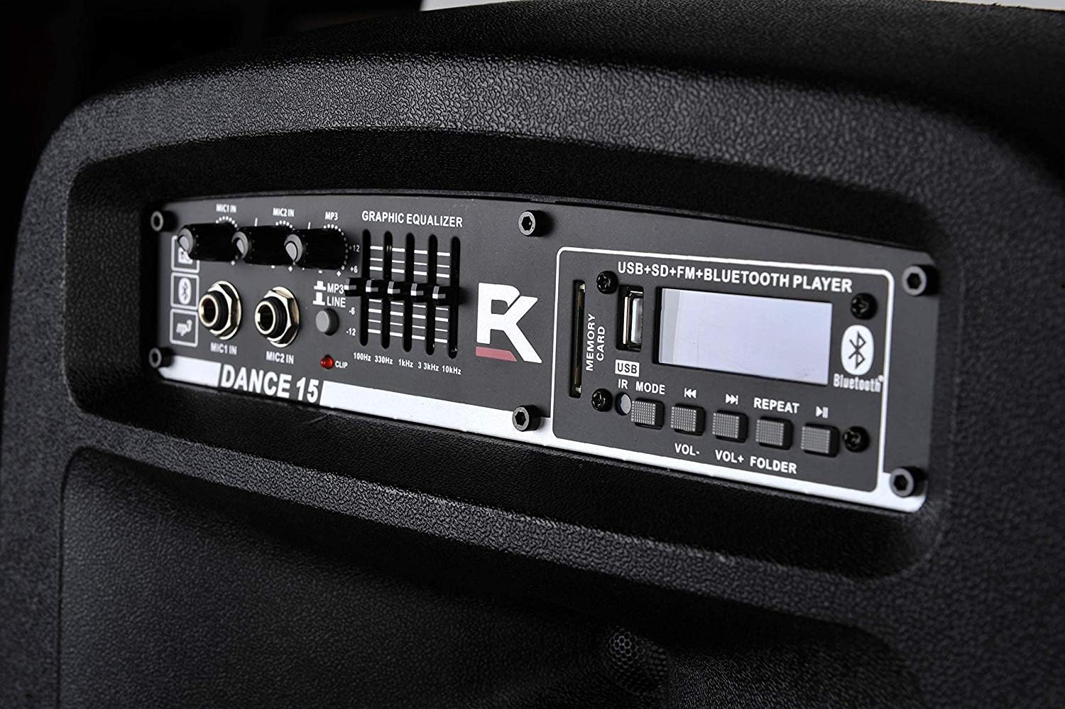 Proreck Dance 15 Portable 15-Inch 2000 Watt 2-Way Powered PA Speaker System Combo Set with Bluetooth/USB/SD Card Reader/FM Radio/Remote Control/LED Light