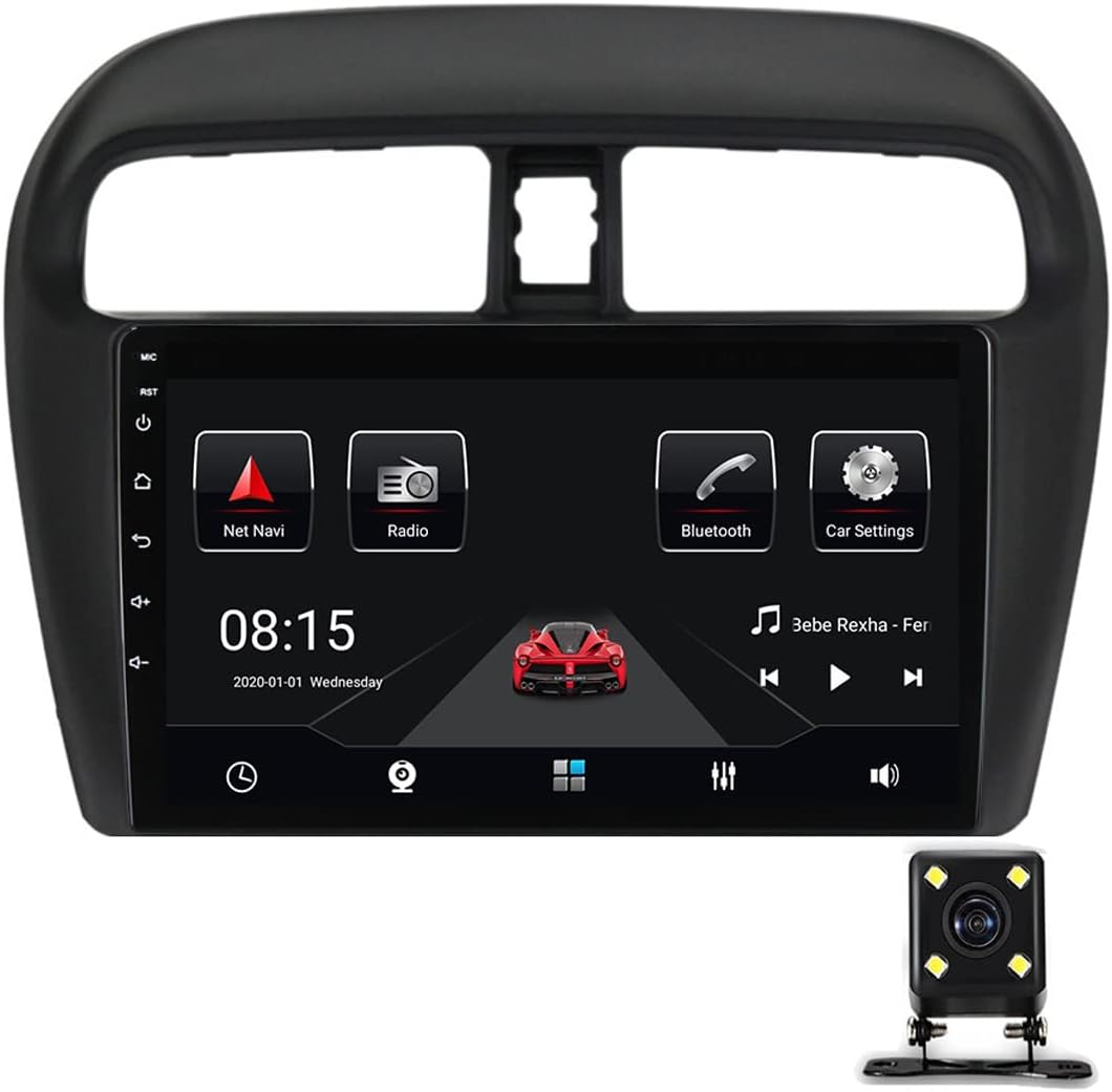 Double Din Bluetooth Car Stereo 9 Inch Touchscreen Car Audio Player for Mitsubishi Mirage Attrage 2012-2018 with Backup Camera, Steering Wheel Control, USB, FM/RDS Car Radio,6g+128g