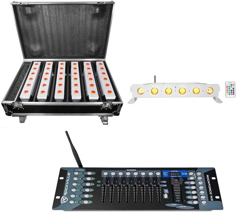 Rockville Best Strip 60 Pack White (6) Lights+Charging Case+Wireless DMX Control