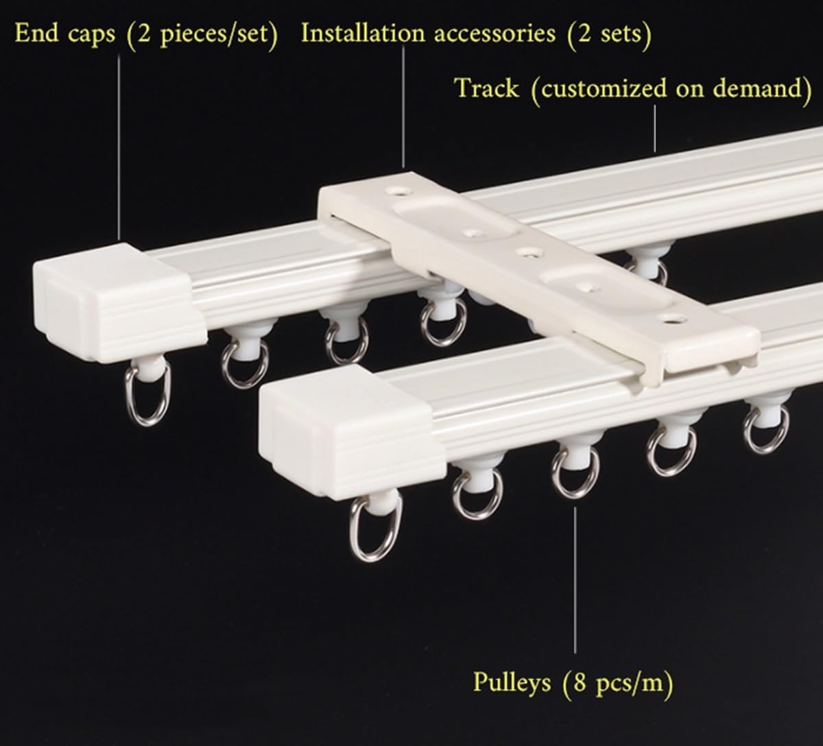 JEDAL Curtain Track Ceiling Track Wall Mount Curtain Rails System with Nano Rollers and 90 Degree Corner Bends Living Room Shower Room Curtain Tracks Set (Size : 15.1ft)