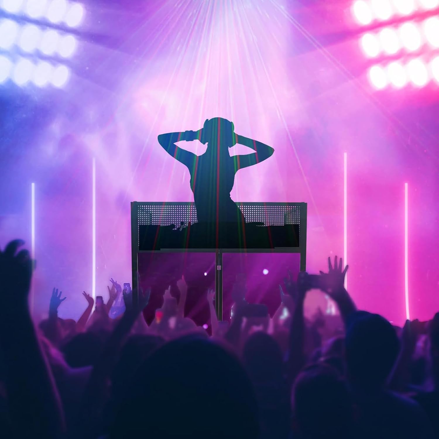 DJ Event Booth Facade DJ Facade Table Station,51x101.5x115 cm Foldable DJ Booth Flat Table Top w/White & Black Scrim,Padded Carrying Bag