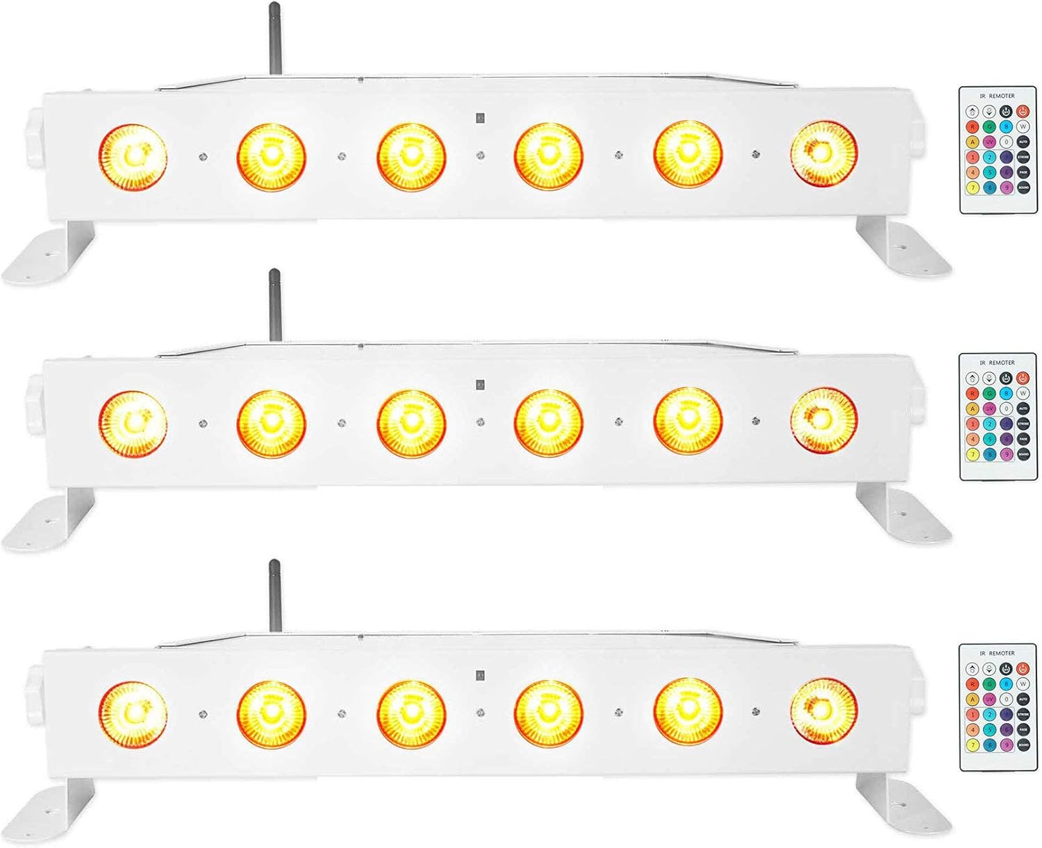(3) Rockville Best Strip 60 White Rechargeable Wash Light Bars w/Wireless DMX