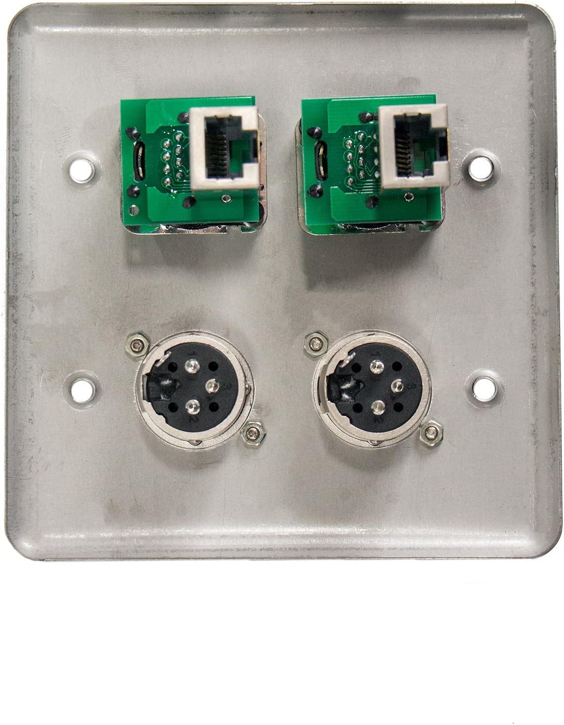 Elite Core Quad Wall Plate w/2 Tactical Ethernet and 2 XLR Male Connections Q-4-2E2XM