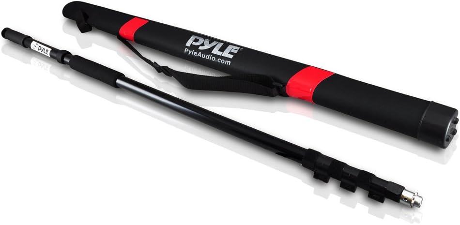 Pyle Microphone Boom Pole - Extending Mic Boom Fish Pole for Shotgun Mics with Adjustable Length - 11.5’ ft. (PMKSB12),Black