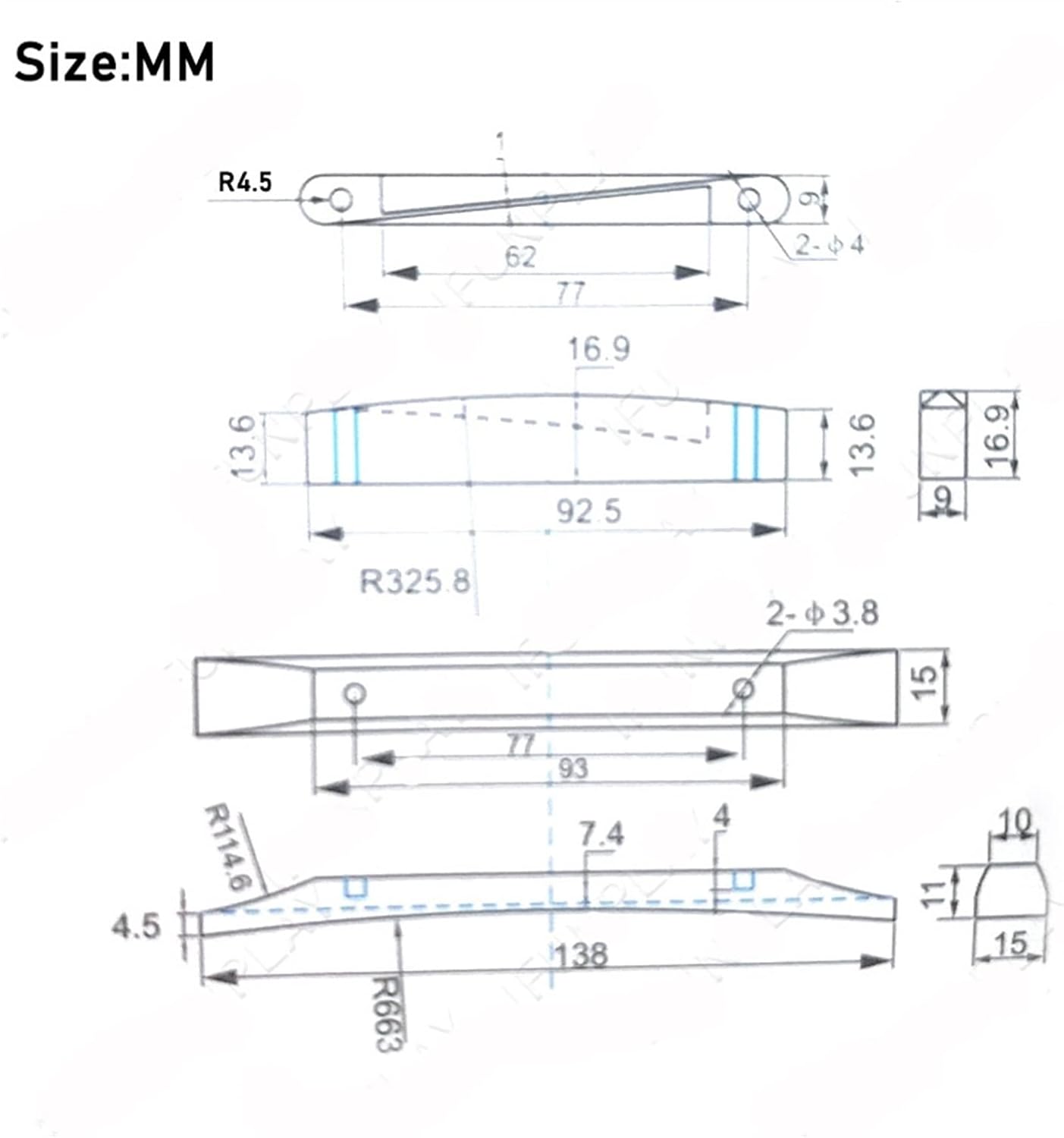 6 String Ebony Guitar Bridge Adjustable Floating Ebony Bridge Bass Guitar Accessories Electric Guitar Bridge (Color : 10pcs)