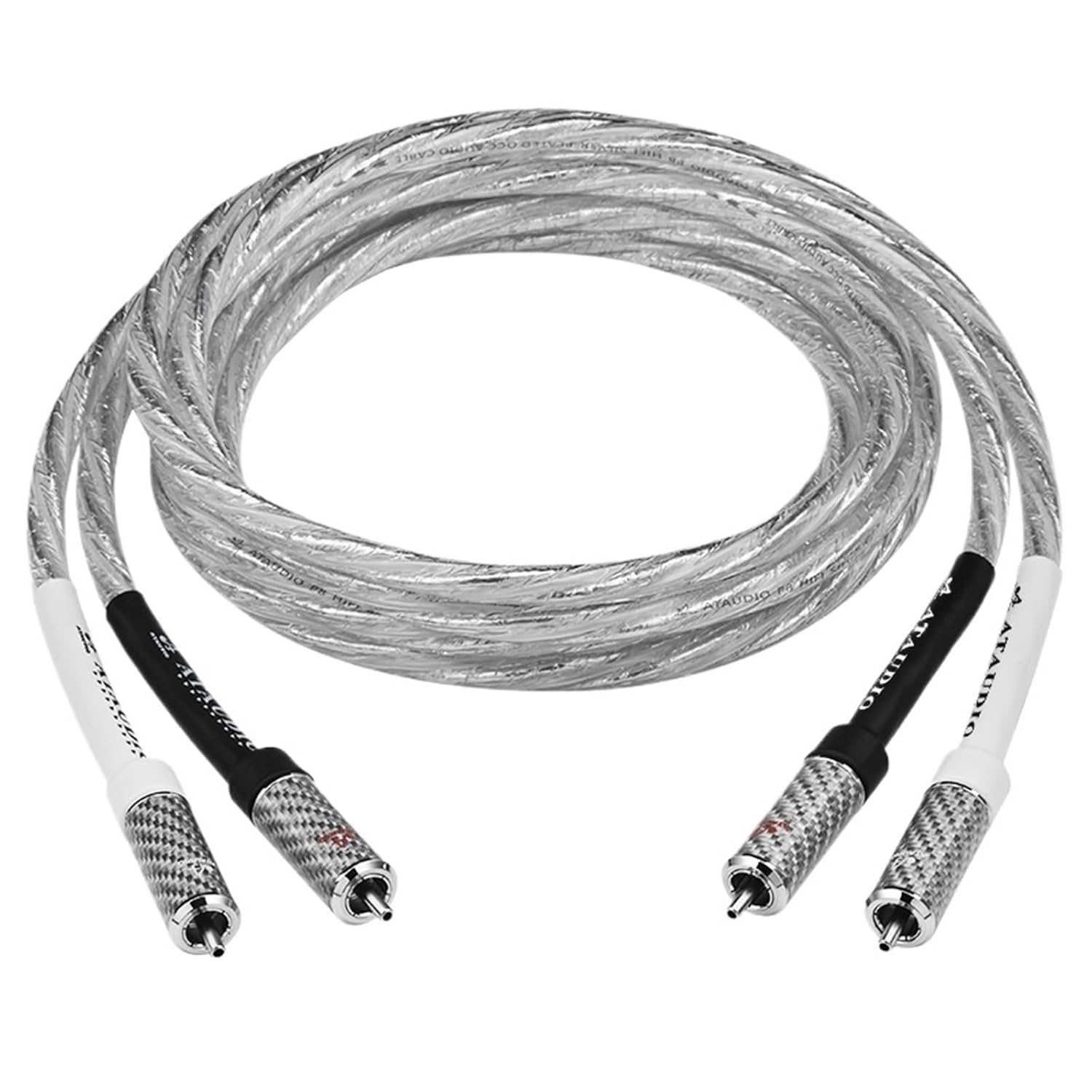 One Pair RCA Audio Cable 6N OCC Silver Plated HiFi 2RCA Male to 2RCA Male Interconnect Cable for Amplifier DAC Mixer(3m)