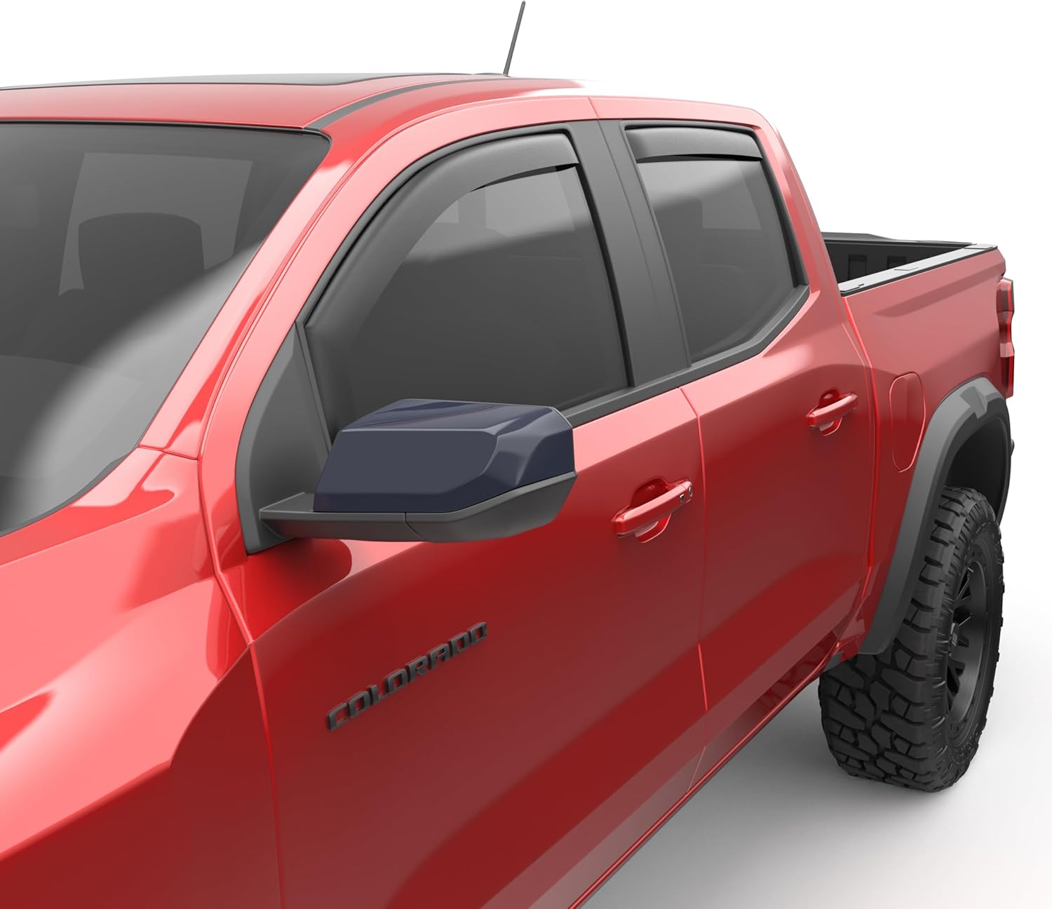 EGR 571485 in-Channel Window Visors Compatible with Select 2023-2025 Chevy Colorado & GMC Canyon Trucks - Matte Black Acrylic, Full Set (4pc.)