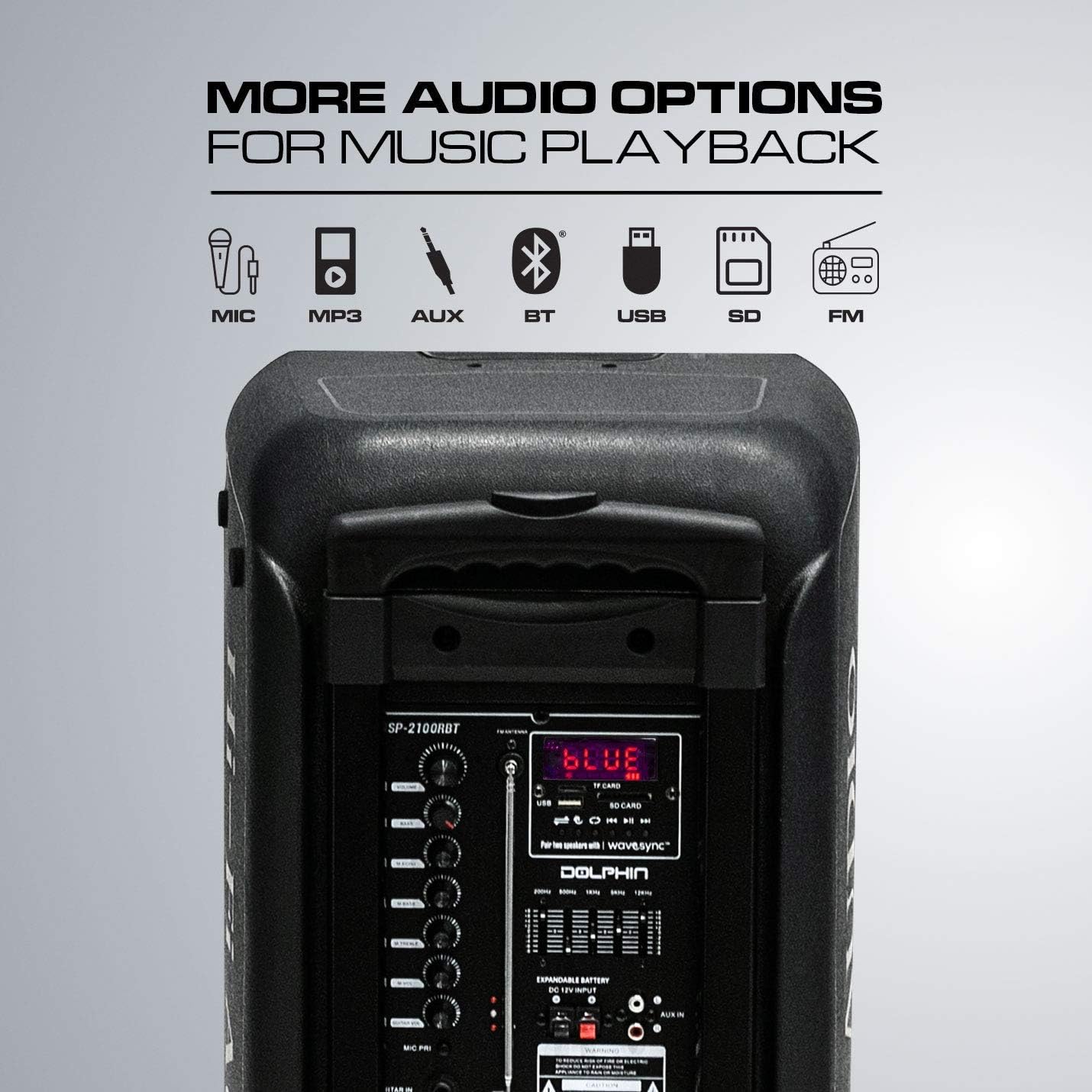 Party Speaker Dolphin Portable Bluetooth Speaker with Sound-Activated, TWS, Powerful X-Bass, Dual 10