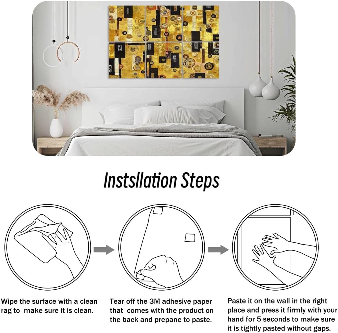 6 Pack Art Acoustic Panels seamless geometric black white Soundproof Wall Panels, 48