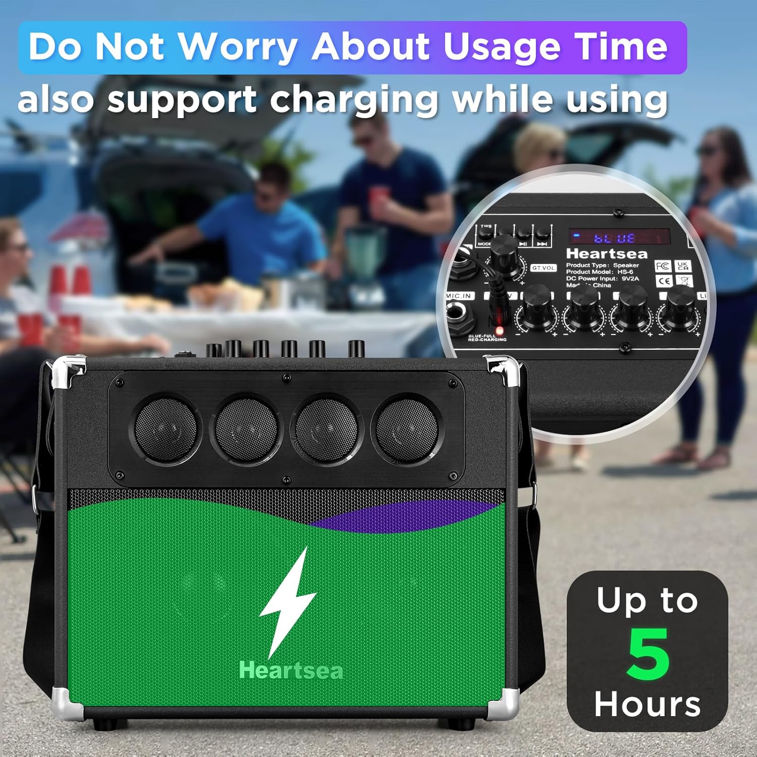 HEARTSEA Karaoke Machine with 2 Wireless Microphones, Portable Bluetooth Karaoke Speaker for Adults, Home Party & Outdoor Use, 100W 3-Way PA System, TWS Pairing, Rechargeable Battery