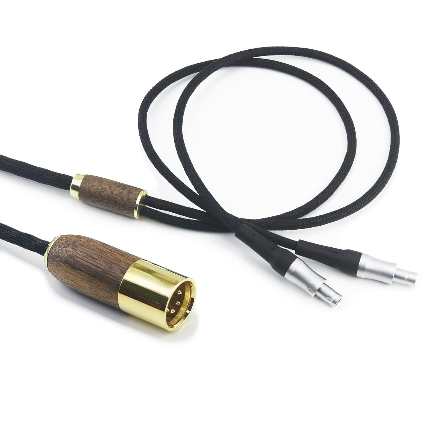 NewFantasia 4-pin XLR Balanced Cable 7N OCC Copper Single Crystal Silver Plated Cord Compatible with Sennheiser HD800, HD800S, HD820 Headphones Walnut Wood Shell 3m/10ft
