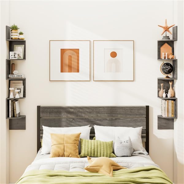 Corner Shelf Wall Mount, 5-Tier Floating Bookshelf, Plant Shelf for Bedroom, Corner Display Storage Shelf Organizer, Floating Corners Shelves for Wall, 5-Tier Corners Bookshelves (Oak)