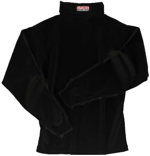G-FORCE Underwear Top, SFI 3.3, Long Sleeve, Turtle Neck, Fire Retardant Cotton, Black, Large, Each