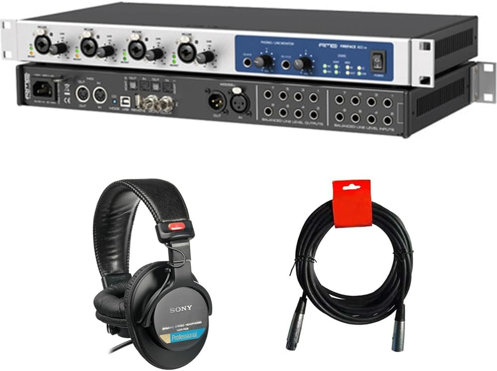 RME Fireface 802 FS USB 2.0 Audio Interface Bundle with Sony MDR-7506 Headphones and XLR- XLR Cable