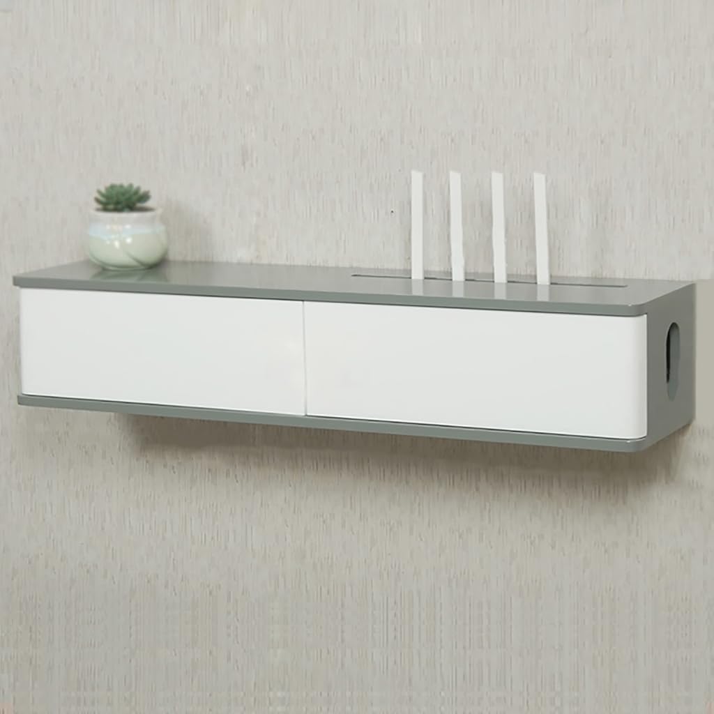 Wall Mount Corner Ledge Shelf, WiFi Router Storage Box & TV Component Bracket, Floating Shelf for Set-Top Box & Cable Management, Stylish Wall-Mounted Router Cabinet