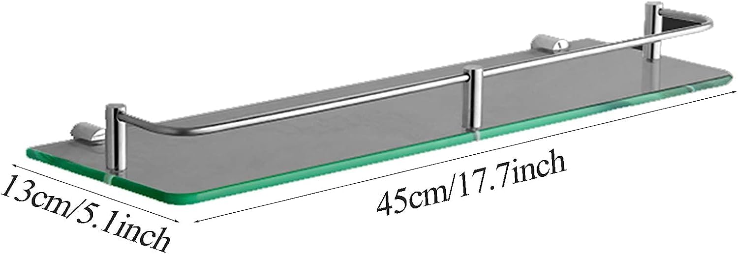 Xzeit Shower Shelves,Corner Shower Caddy, Wall Mount Stainless Steel Tempered Glass Rack, Shower Caddy ShelfShampoo Holder Organizer, Silver (Size : 60cm/23.6in) (Size : 60 (Size : 45cm/17.7in)