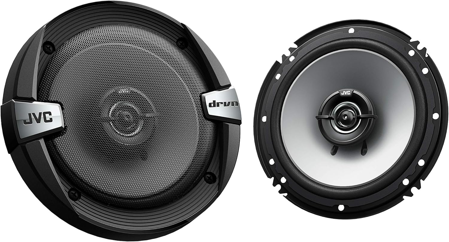 JVC CS-DR162 DRVN Series 6.5 Inch 2-Way 300 Wats Car Speakers (Coaxial)- Set of 2 (Black) with horn ring sound enhancer