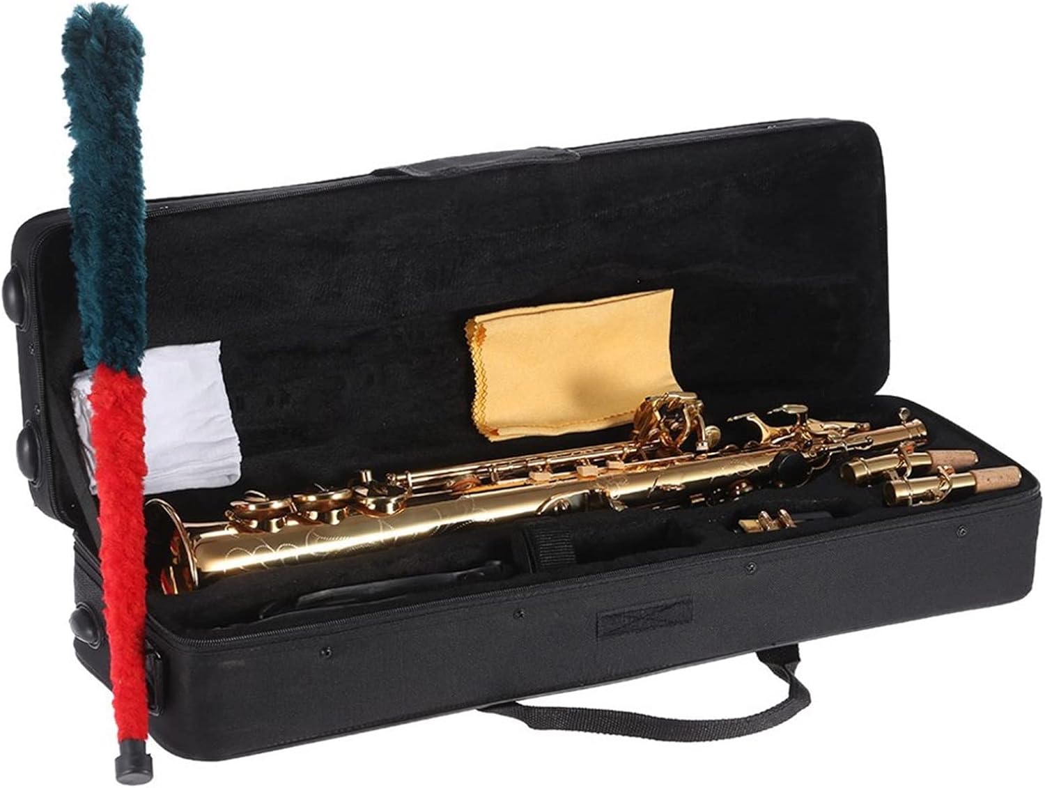 Brass Straight Bb B Flat Sax Saxophone Woodwind Instrument Natural Shell Key Carve Pattern with Carrying Case (Color : 2)