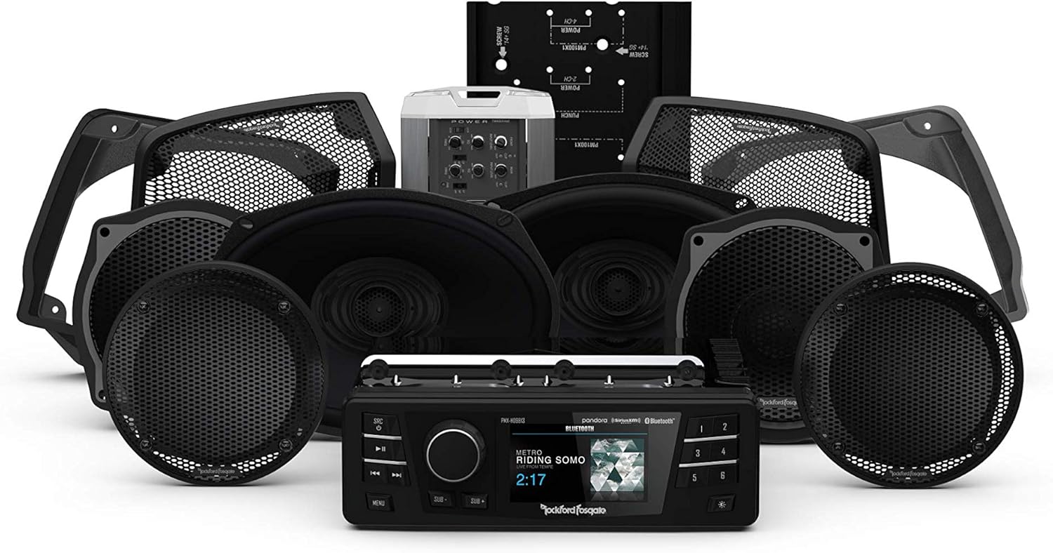 Rockford Fosgate HD9813SGU-STAGE3 Digital Media Receiver, Six Speakers & Amplifier Kit for 1998-2013 Harley-Davidson Street Glide Ultra