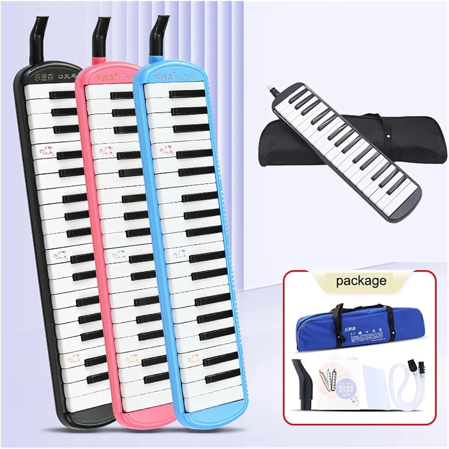 Melodica 37 Key Melodica Keyboard Harmonica Combo Pianica Air piano Portable With Carrying Bag Mouthpiece for Beginner For kids(37 keys pink)