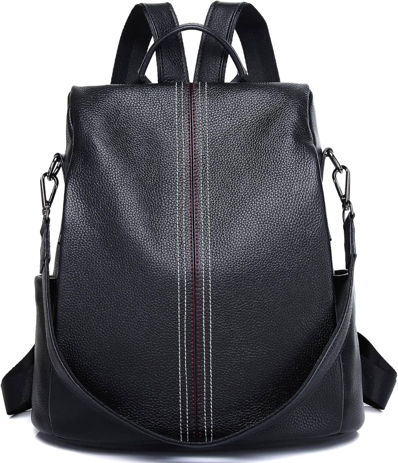 Genuine Leather Backpack Purse For Women Black Antitheft Real Soft Leather Fashion Daypack Shoulder Bag