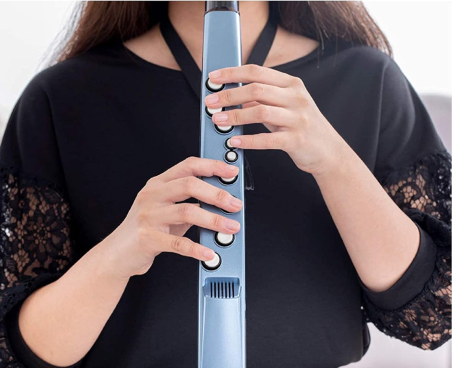 Saxophone Straight Aerophone Mini Digital Wind Instrument Blue