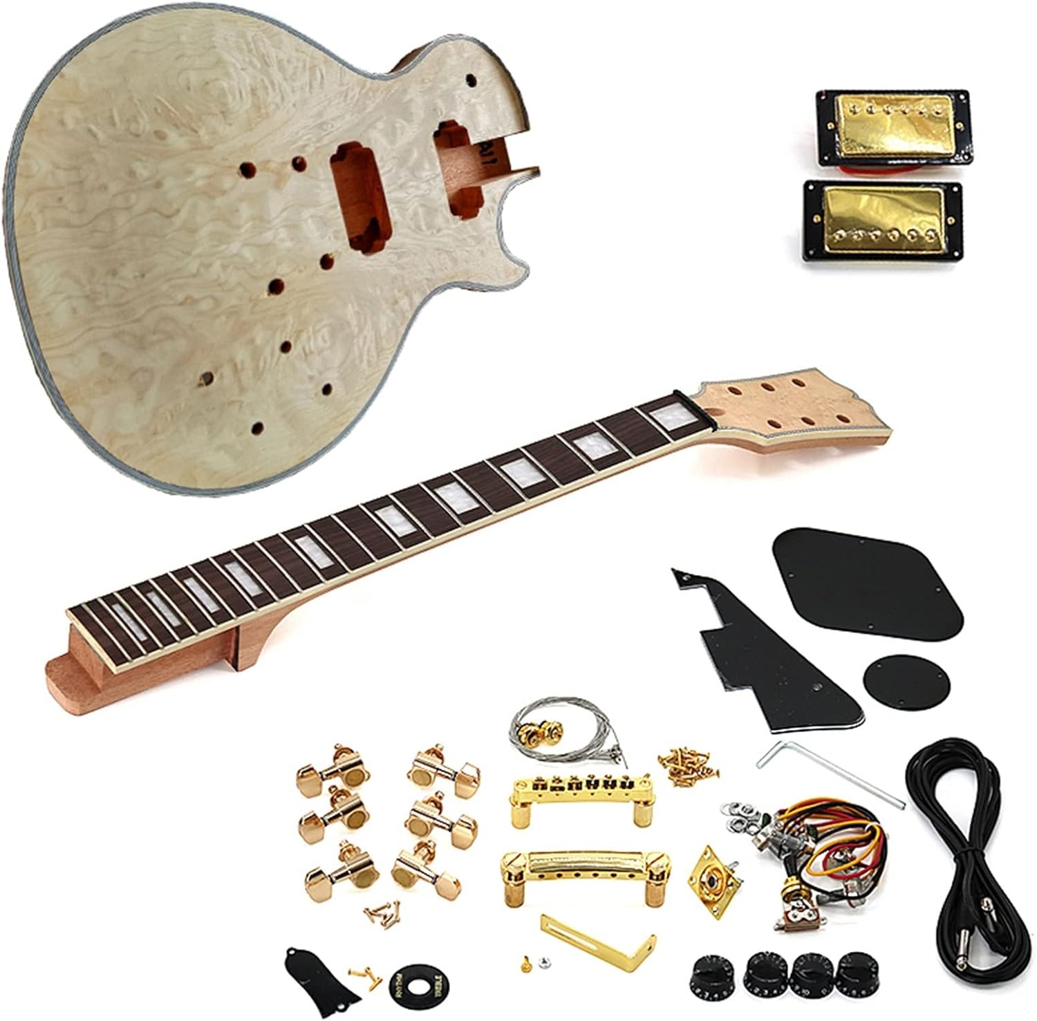 DIY Electric Guitar Kit Beginner DIY Electric Guitar Kit Flame Maple Veneerr Mahogany Okoume Body Neck Fingerboard