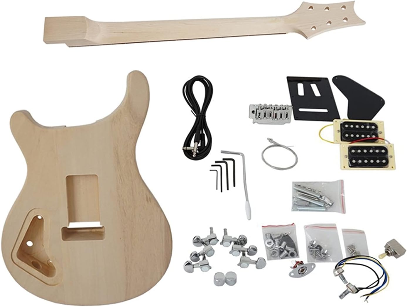 Unfinished Guitar Kit Unfinished DIY PRS Electric Guitar Kits Basswood Body Musical Instrument Guitar with All Hardwares Handmade ​Guitar Body (Color : EK010)