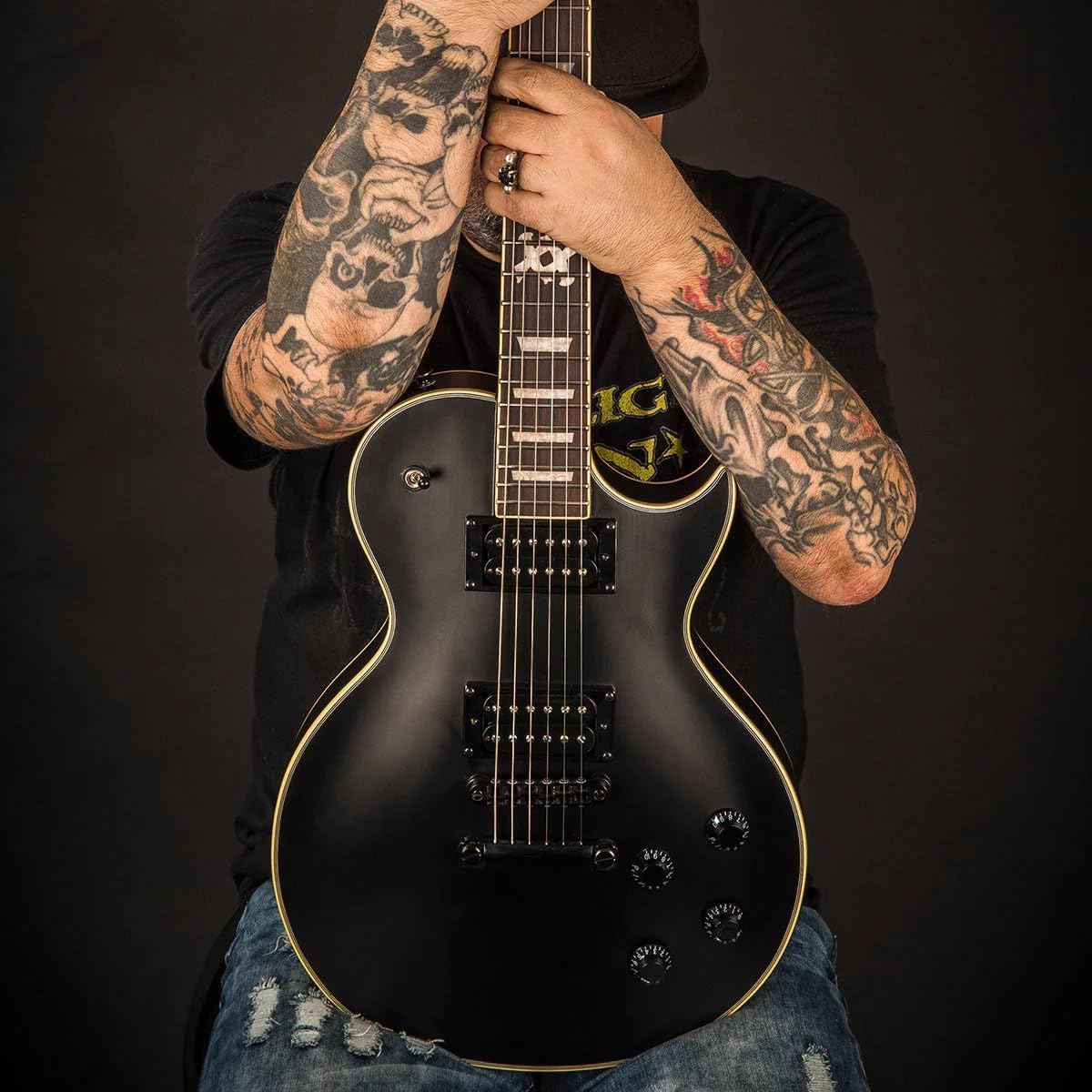 VINTAGE Electric Guitar, Right, Satin Black (V100VMX)