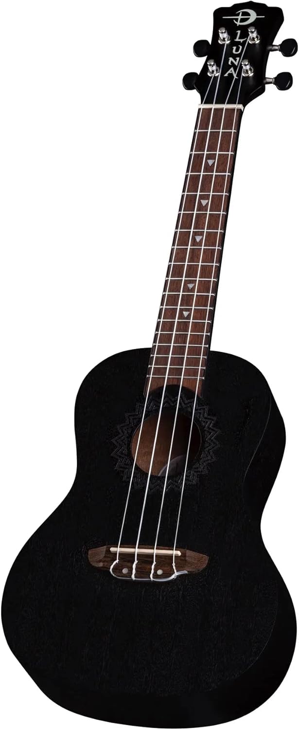 Luna Vintage Mahogany Concert Ukulele, Black Satin