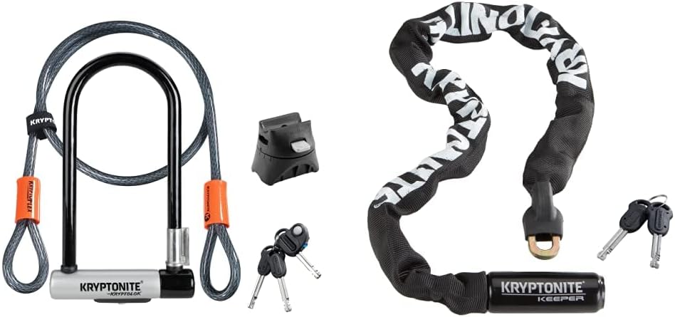 Kryptonite Kryptolok Standard Bike U-Lock with Cable + Kryptonite Keeper 785 Bike Chain Lock