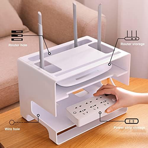 Router Storage Box,Wall Mount Floating Shelf WiFi Router Storage Box Decorative Storage Rack Cable Organizer Box Tv Accessories Stands (Color : B, Size : 31.5x21x23cm) (B 31.5x21x23cm)