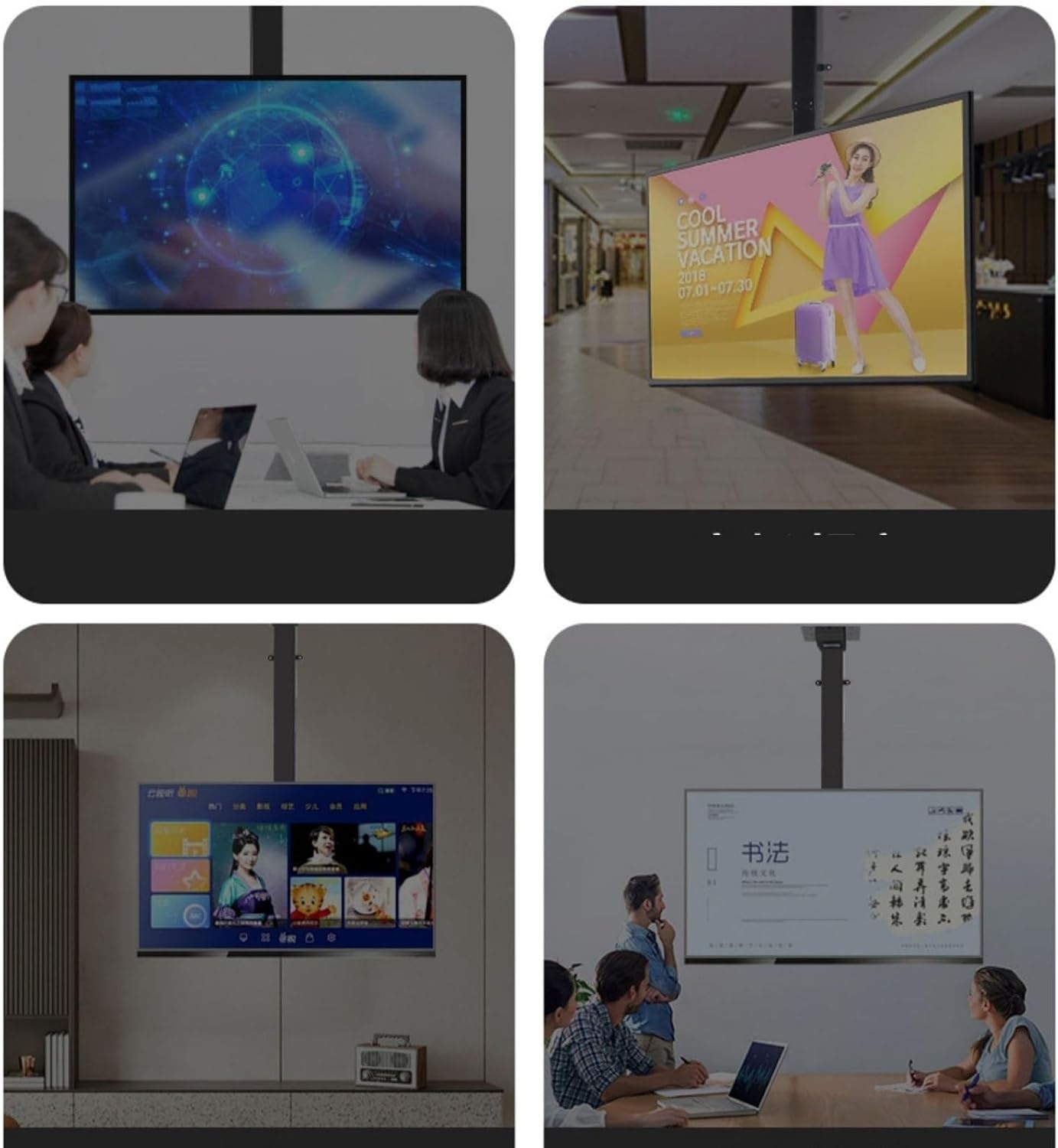 corner tv wall mount,tv mount, Adjustable Ceiling TV Mount Bracket, 360° Manual Rotation TV Lift, Motorized Ceiling TV Mount, with Remote Control Motorized TV Mount, Fits 32-75 Inch Motorized TV Stand