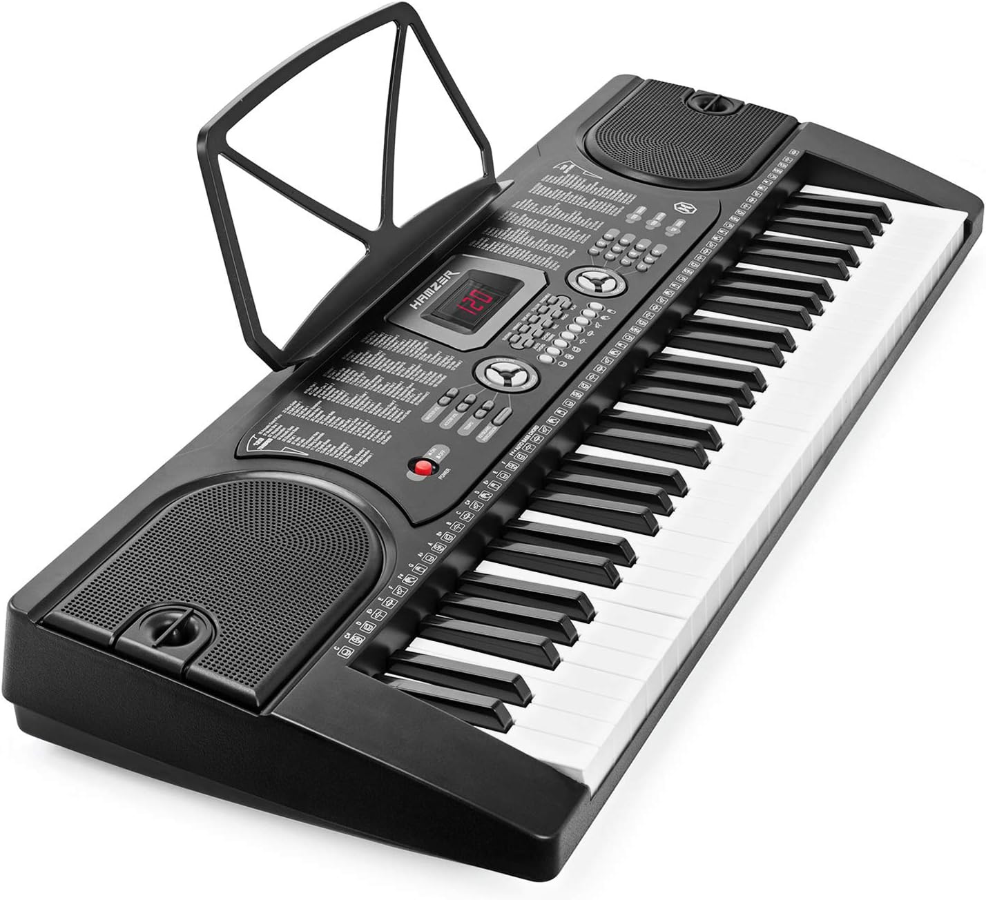 Hamzer 61 Key Beginner Electronic Keyboard Piano with Built-In Speakers, Portable Digital Piano Keyboard Includes Microphone and Keynote Stickers