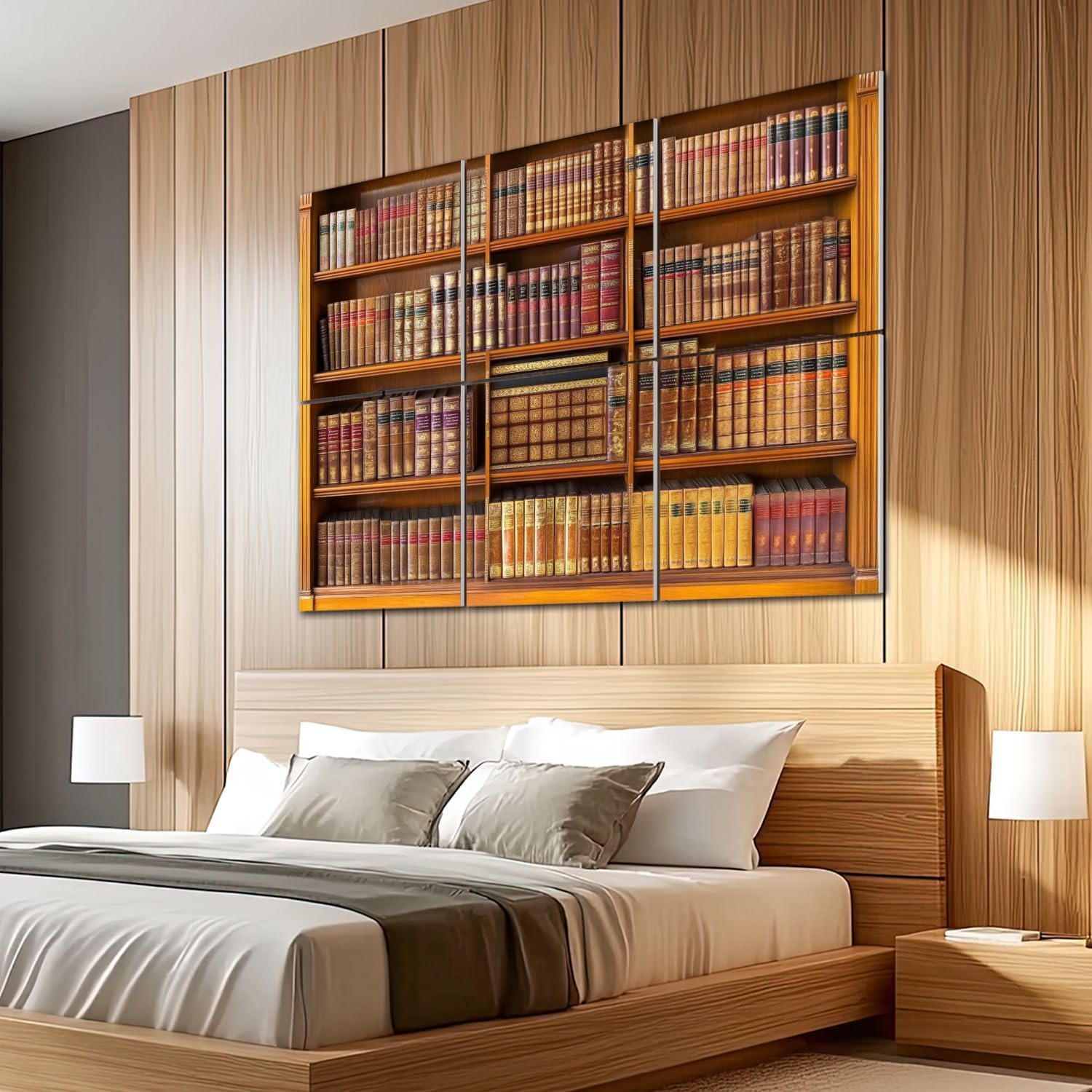 6 Pack Art Acoustic Panels Sound Absorbing Brown Vintage Library Learning Education Study Bookcase Academic Decorative Soundproof Wall Panels Self Adhesive for Recording Studios Office 72