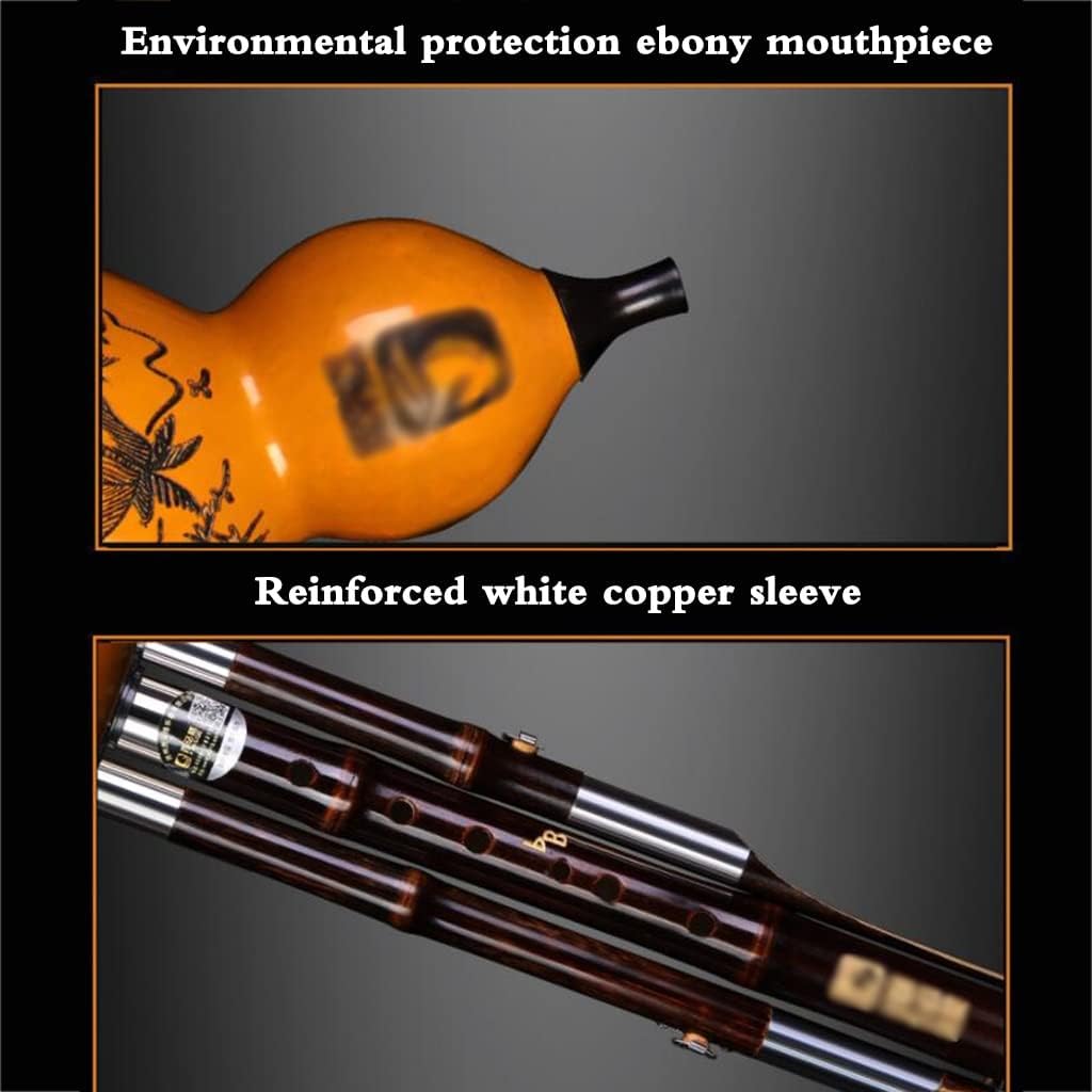 Flutes Musical Instruments Hulusi Musical Instrument Performance Type Beginner Cucurbit Wind Instrument with Chinese Knot and Box Music Playing The (Color : Brown, Size : B Flat)