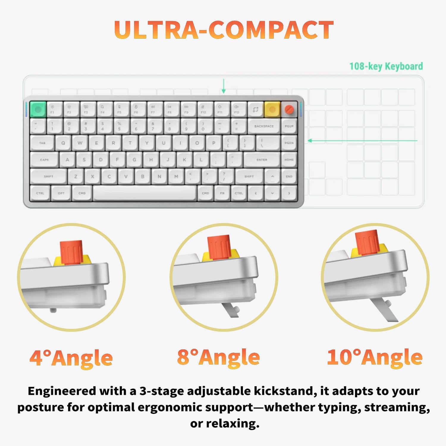 nuphy Air75 V3 Hot Swappable Wireless Mechanical Keyboard, 84 Keys 75% Custom Low Profile Keyboard with Knob, RGB Backlit, Gasket Mounted, Support Bluetooth/2.4GHz/USB-C,Black-Red Nano