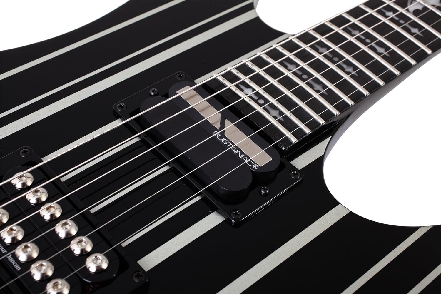 Schecter 203 Synster Custom-Sustainiac 6-String Electric Guitar (Black/Silver)
