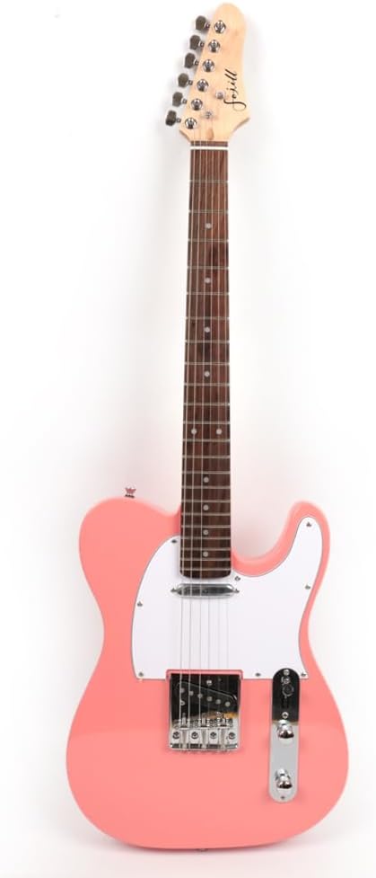 Fojill 39 Inch Electric Guitar Phoenix Body Maple Neck Rosewood Fretboard With Gig Bag (Baswood Body Pink)