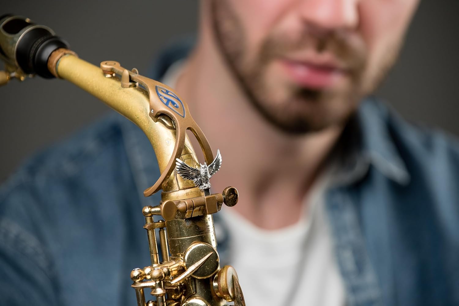 Saxophone ArtTone Booster – Sound Enhancer Accessory for Alto Tenor Soprano Baritone Sax(925 Silver, Owl style)