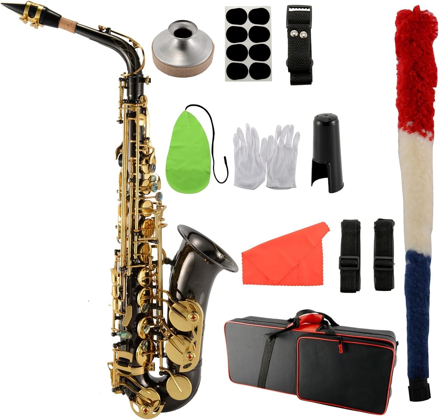 Professional Saxophone Black Nickel Gold Key E Flat Alto Saxophone Wind Instrument Brass Sax Beginners Kit