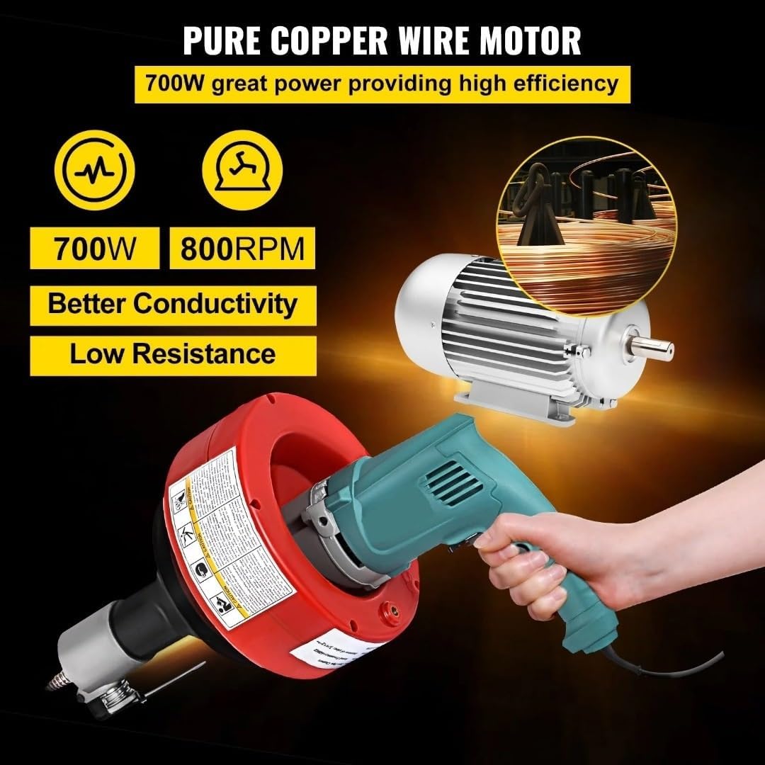 20-65mm Manual Pipe Unblocker Kitchen Sink Toilet Sewer Dredge Cleaning Clogs Machine 8M Handheld Electric Drain Cleaner