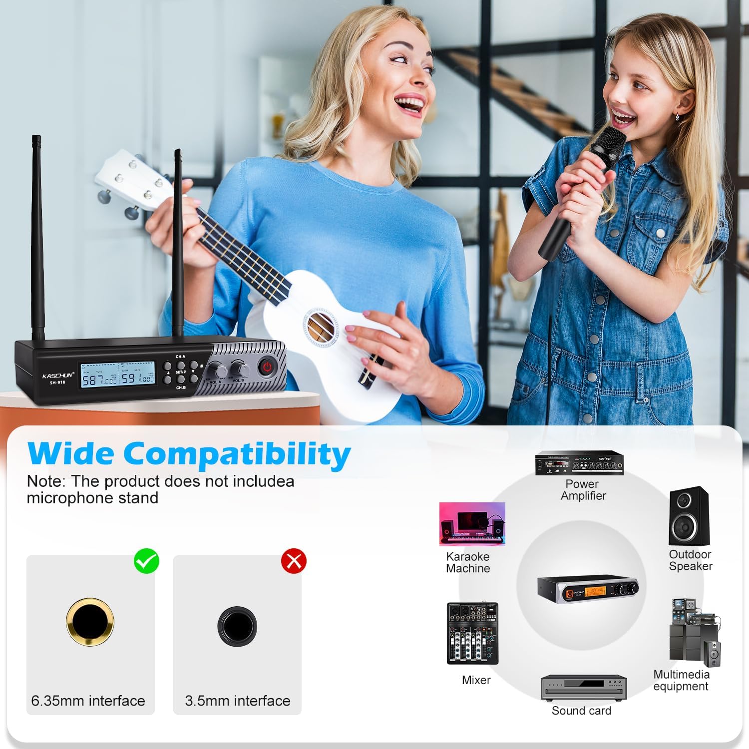 Wireless Microphone System,Cordless Handheld Microfono Inalambrico,328FT UHF Wireless Mics,Auto Scan Feature, Mics with Stable Signal Transmission, Suitable Singing Church DJ Karaoke Wedding