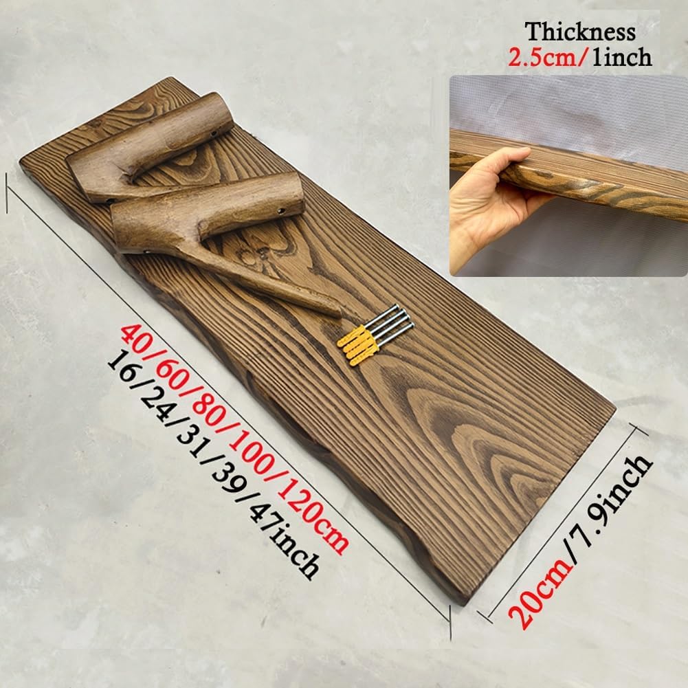 Vintage Floating Shelf Wall Mount, Rustic Solid Wood Display Rack, Irregular Edge, for Home Coffee Bar(80x15cm/31x5.9in)